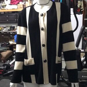 Black and Cream Striped Sweater
